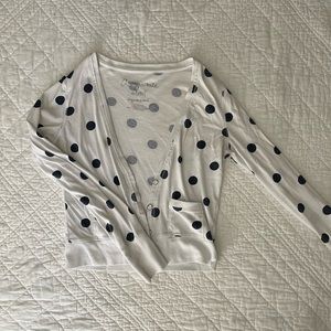 Aeropostale white and blue polka dot cardigan